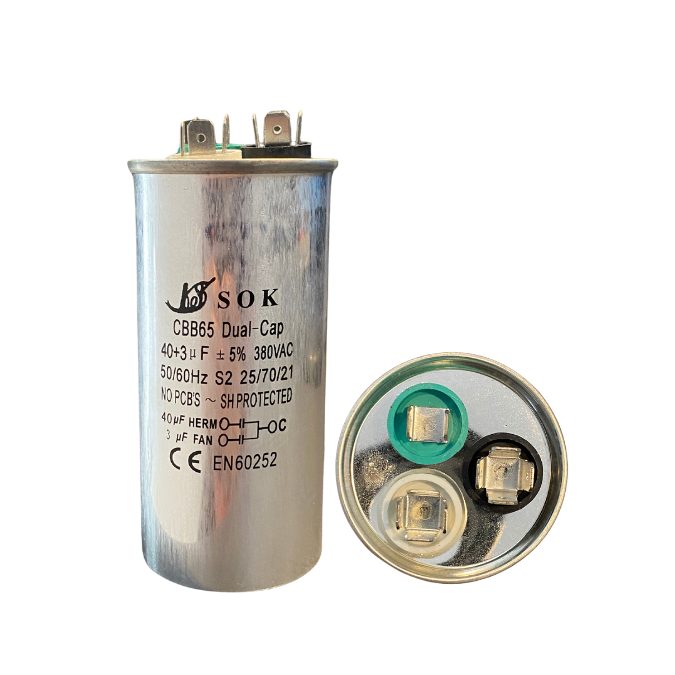 Capacitor duplo 40+3uf 380VAC - SOK