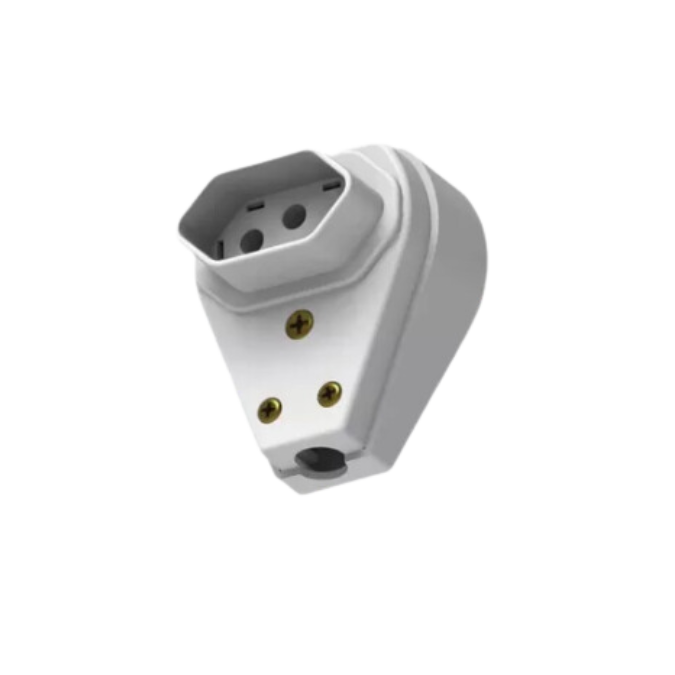 Plugue Fêmea Curvado 3p 20a Gigante Cinza - ILUMI