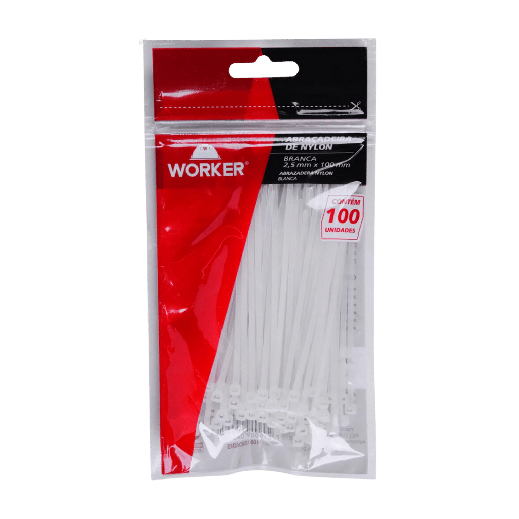 Abracadeira Nylon 4;8x300mm Br 100pcs - Worker