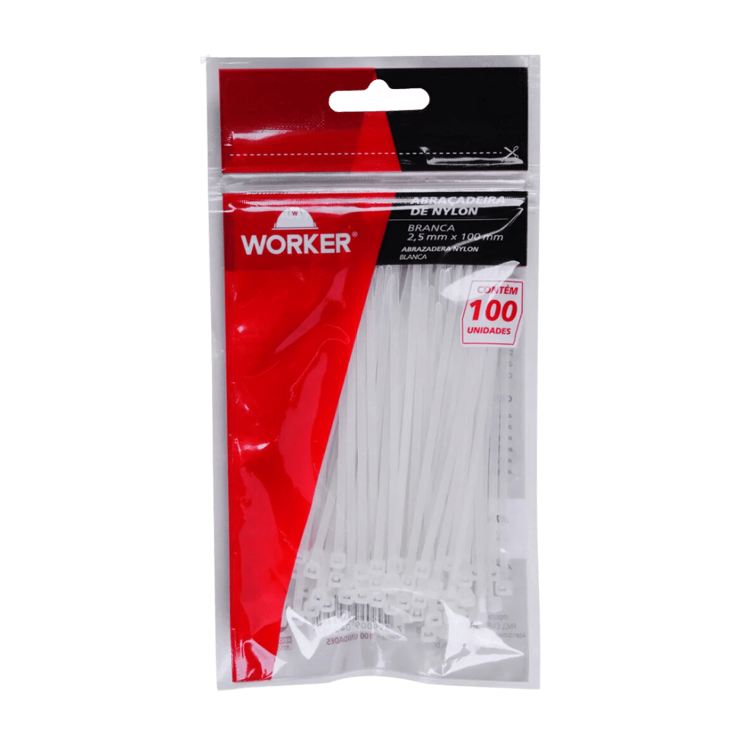 Abracadeira Nylon 4;8x300mm Br 100pcs - Worker