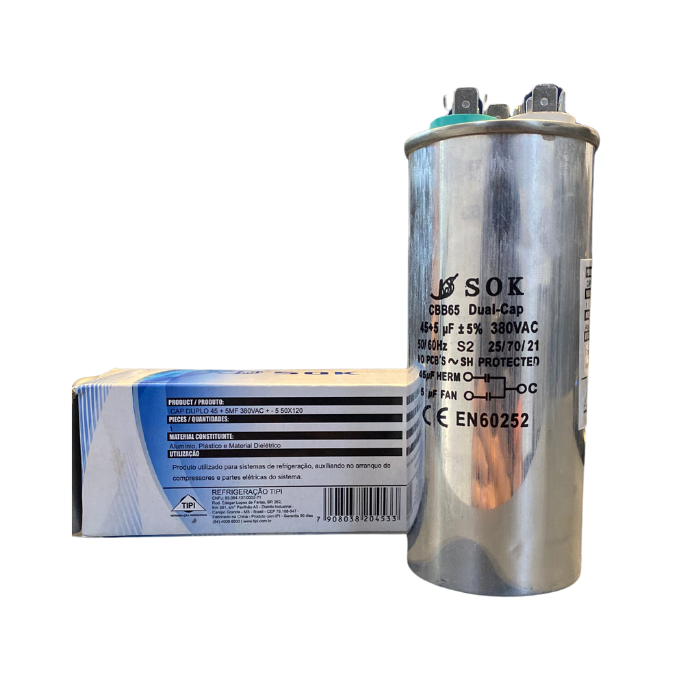Capacitor Duplo 45+5 380v - Sok