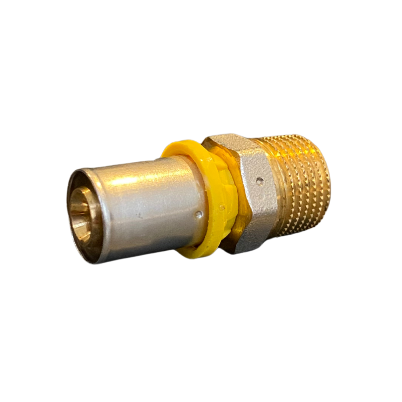 Conector Macho p/ Gás 16mm x 1/2 Prensar (Multicamada) - EMMETI