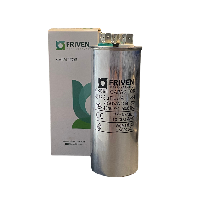 Capacitor Duplo 45+2,5Uf 450VAC - Friven