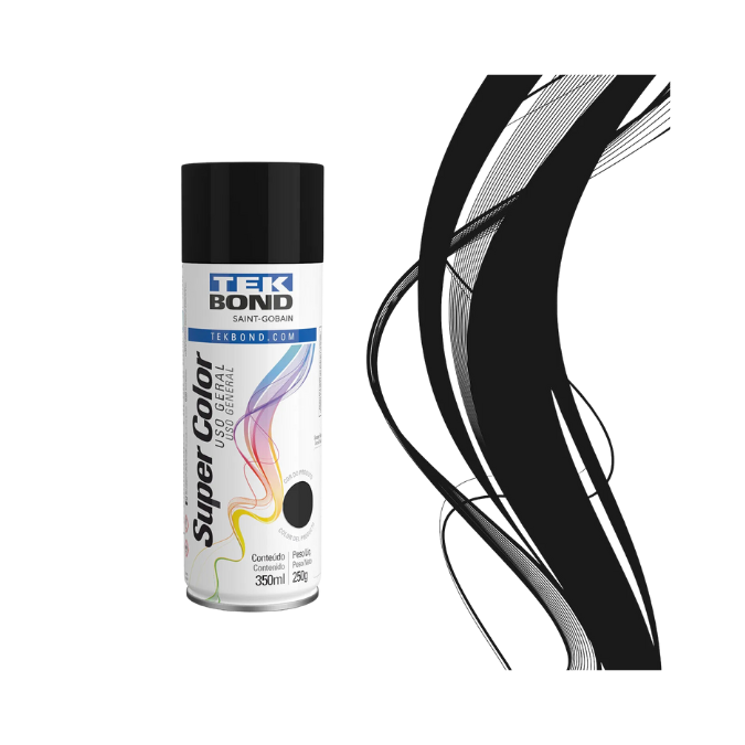 Tinta Spray Preto Fosco 350ml - Tekbond