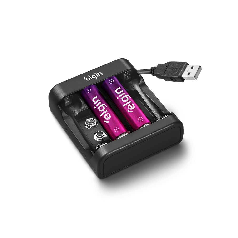 Carregador De Pilhas Usb Com 2x Aa1500mah - Elgin