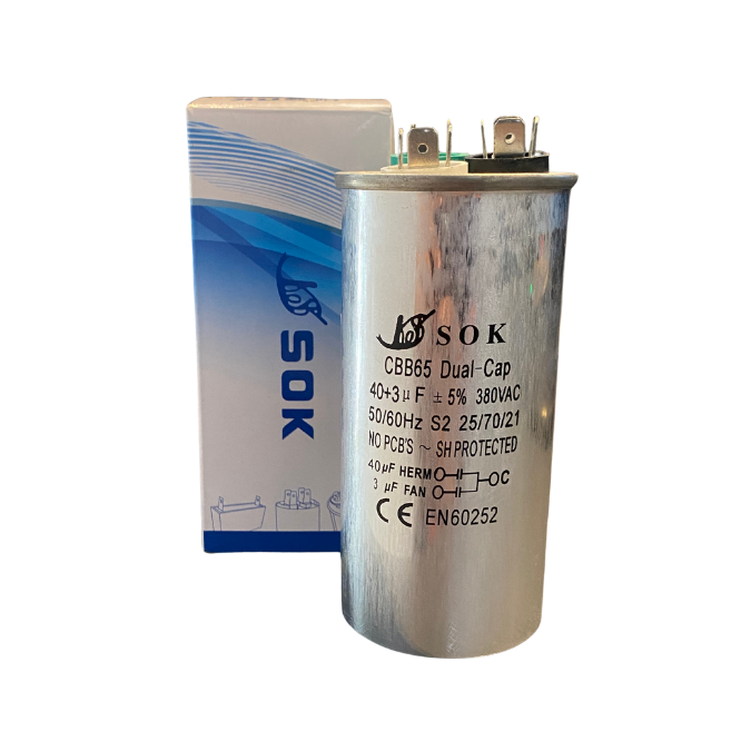 Capacitor duplo 40+3uf 380VAC - SOK