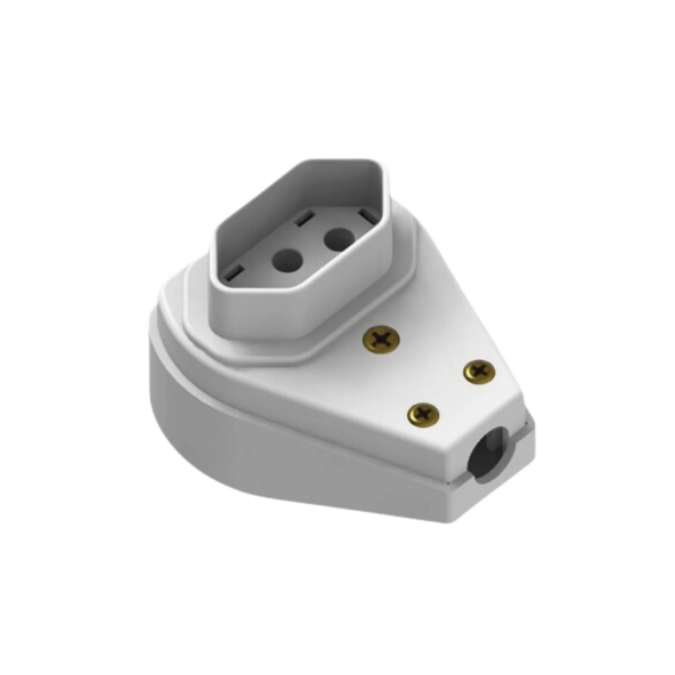 Plugue Fêmea Curvado 3p 20a Gigante Cinza - ILUMI