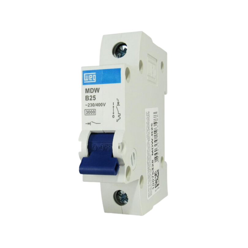 Disjuntor Unipolar Din Curva B 25A 3Ka (MDW-B25) - Weg