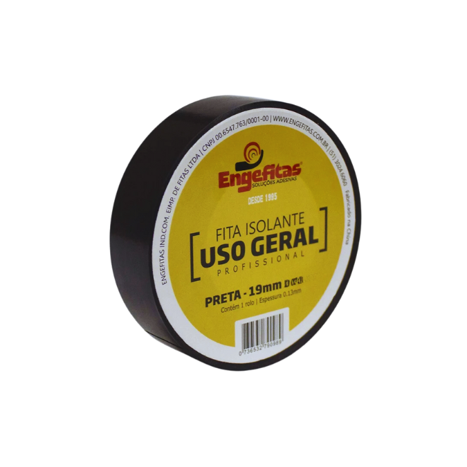 Fita Isolante Preta 19mm x 5m - Engefitas
